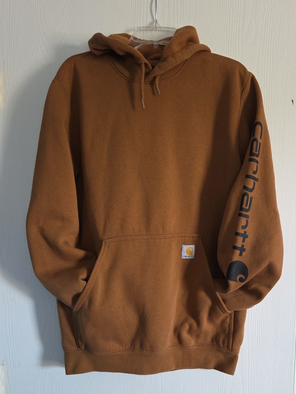 Carhartt Brown Hooded Sweatshirt with Sleeve Logo